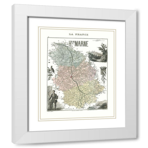 Haute Marne Region France - Migeon 1869 White Modern Wood Framed Art Print with Double Matting by Migeon