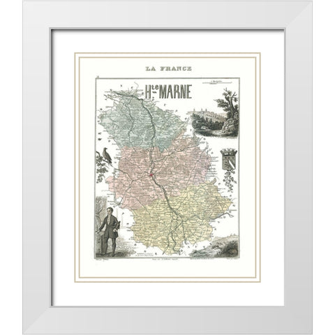 Haute Marne Region France - Migeon 1869 White Modern Wood Framed Art Print with Double Matting by Migeon