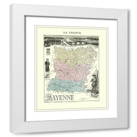 Mayenne Region France - Migeon 1869 White Modern Wood Framed Art Print with Double Matting by Migeon