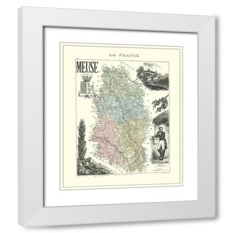Meuse Region France - Migeon 1869 White Modern Wood Framed Art Print with Double Matting by Migeon