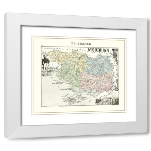 Morbihan Region France - Migeon 1869 White Modern Wood Framed Art Print with Double Matting by Migeon