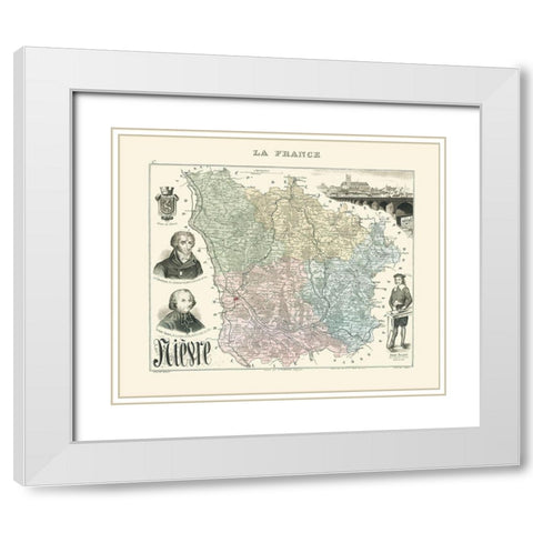 Nievre Region France - Migeon 1869 White Modern Wood Framed Art Print with Double Matting by Migeon