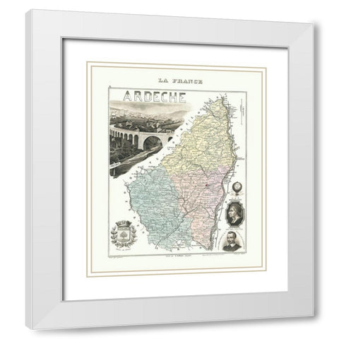 Ardeche Region France - Migeon 1869 White Modern Wood Framed Art Print with Double Matting by Migeon
