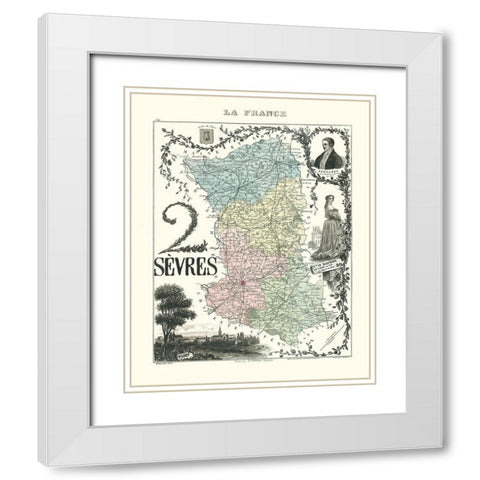 Deux Sevres Department France - Migeon 1869 White Modern Wood Framed Art Print with Double Matting by Migeon