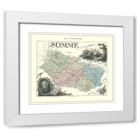 Somme Department France - Migeon 1869 White Modern Wood Framed Art Print with Double Matting by Migeon