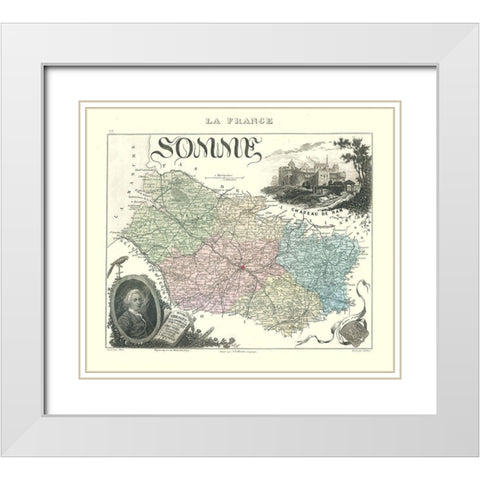 Somme Department France - Migeon 1869 White Modern Wood Framed Art Print with Double Matting by Migeon