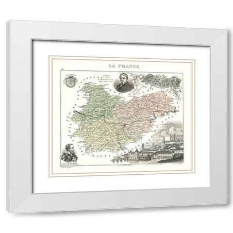 Tarn et Garonne France - Migeon 1869 White Modern Wood Framed Art Print with Double Matting by Migeon