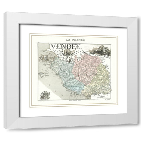 Vendee Department France - Migeon 1869 White Modern Wood Framed Art Print with Double Matting by Migeon