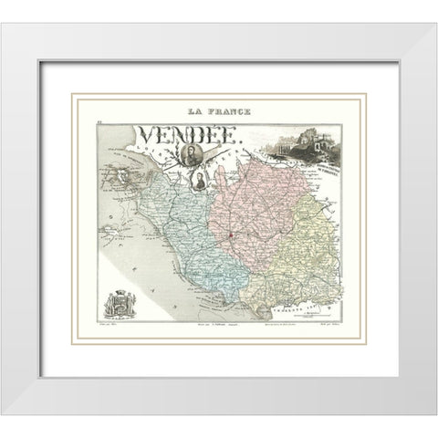 Vendee Department France - Migeon 1869 White Modern Wood Framed Art Print with Double Matting by Migeon