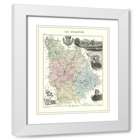 Vienne Department France - Migeon 1869 White Modern Wood Framed Art Print with Double Matting by Migeon
