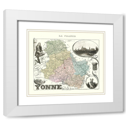 Yonne Department France - Migeon 1869 White Modern Wood Framed Art Print with Double Matting by Migeon
