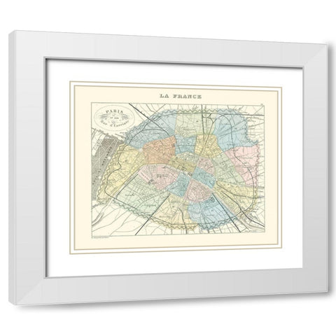 Paris France - Migeon 1869 White Modern Wood Framed Art Print with Double Matting by Migeon