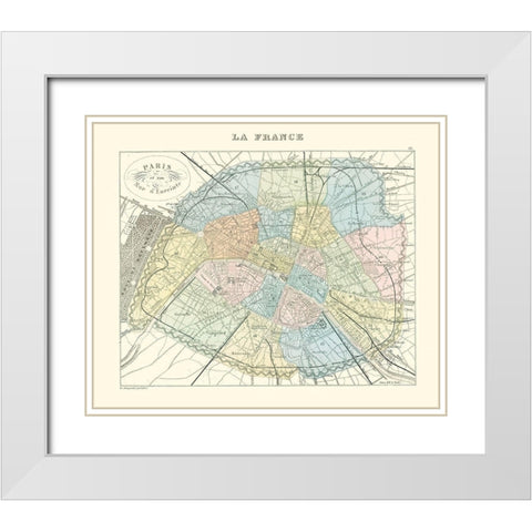 Paris France - Migeon 1869 White Modern Wood Framed Art Print with Double Matting by Migeon