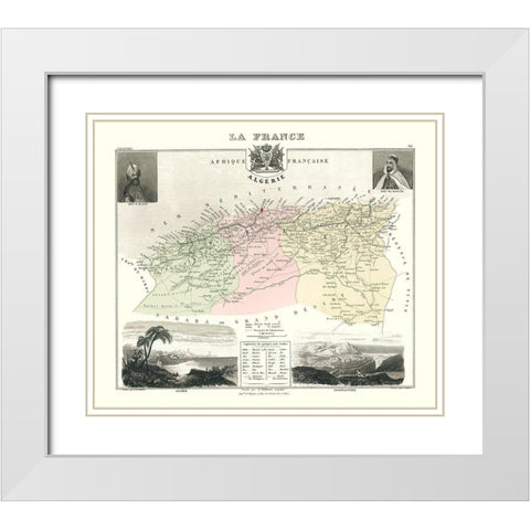 Mediterranean Algeria - Migeon 1869 White Modern Wood Framed Art Print with Double Matting by Migeon