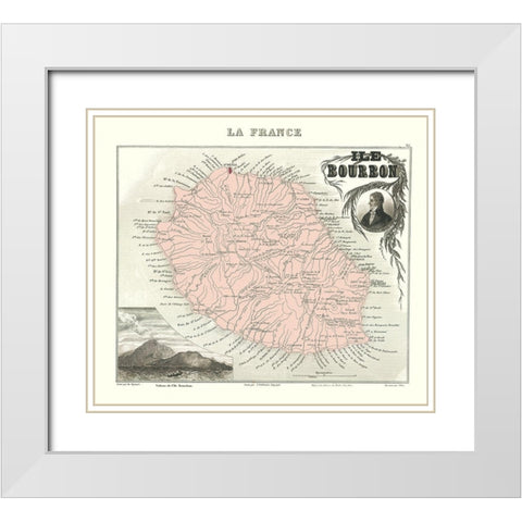 Africa Reunion Department France Ile Bourbon White Modern Wood Framed Art Print with Double Matting by Migeon