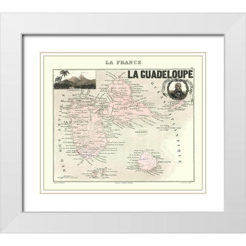 Caribbean French Guadeloupe France - Migeon 1869 White Modern Wood Framed Art Print with Double Matting by Migeon