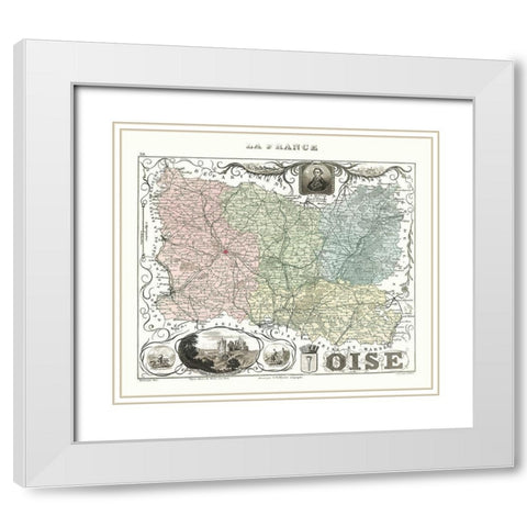 Seine et Oise Department France - Migeon 1869 White Modern Wood Framed Art Print with Double Matting by Migeon
