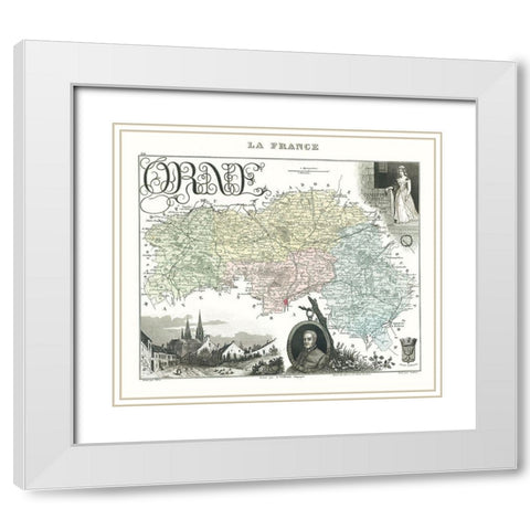 Orne Department France - Migeon 1869 White Modern Wood Framed Art Print with Double Matting by Migeon