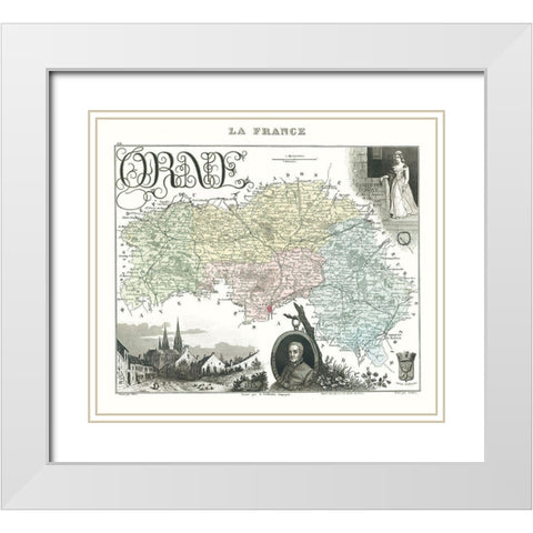 Orne Department France - Migeon 1869 White Modern Wood Framed Art Print with Double Matting by Migeon