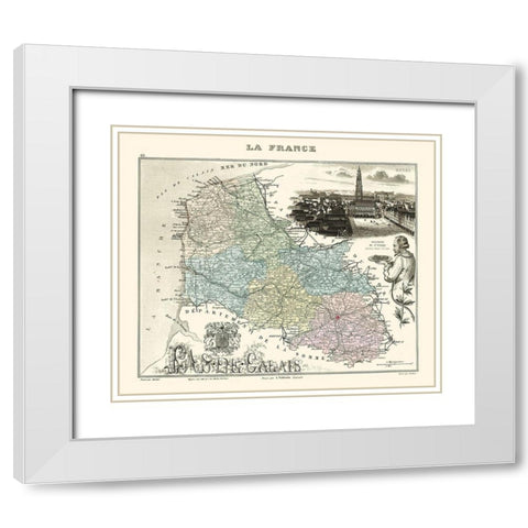 Pas de Calais Department France - Migeon 1869 White Modern Wood Framed Art Print with Double Matting by Migeon