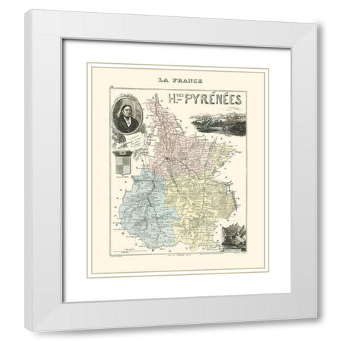 Hautes Pyrenees Department France - Migeon 1869 White Modern Wood Framed Art Print with Double Matting by Migeon