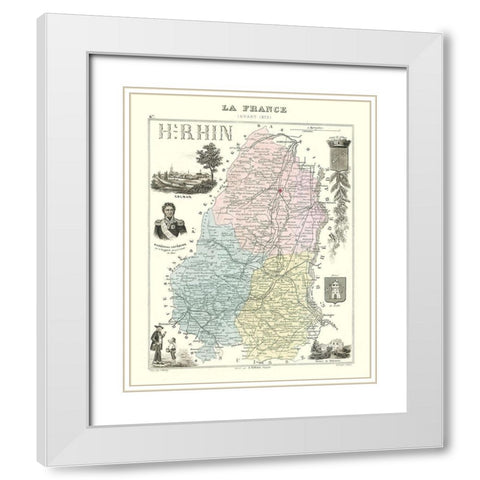 Haut Rhin Department France - Migeon 1869 White Modern Wood Framed Art Print with Double Matting by Migeon