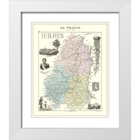Haut Rhin Department France - Migeon 1869 White Modern Wood Framed Art Print with Double Matting by Migeon