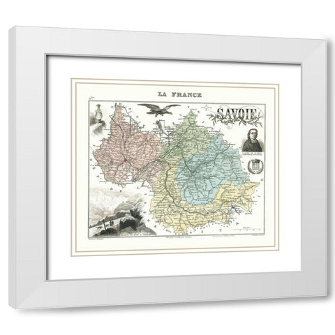 Savoie Department France - Migeon 1869 White Modern Wood Framed Art Print with Double Matting by Migeon
