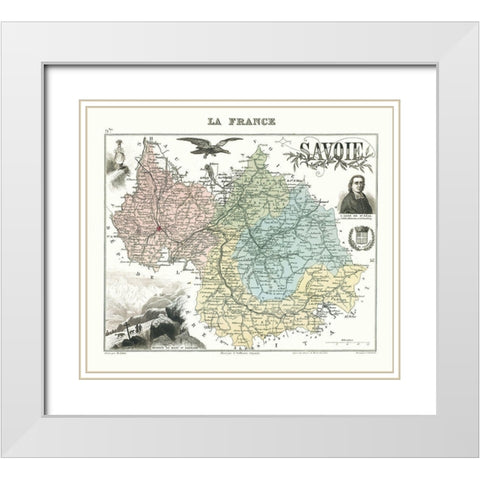 Savoie Department France - Migeon 1869 White Modern Wood Framed Art Print with Double Matting by Migeon