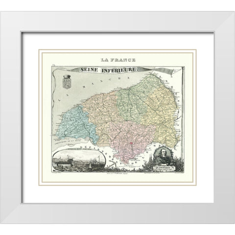 Seine Inferieure Department France - Migeon 1869 White Modern Wood Framed Art Print with Double Matting by Migeon