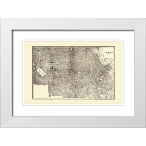 Paris France - Rathbun 1893 White Modern Wood Framed Art Print with Double Matting by Rathbun