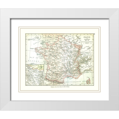 France 1860 - Gardiner 1902 White Modern Wood Framed Art Print with Double Matting by Gardiner