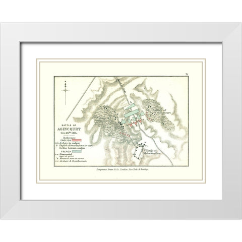 Battle of Agincourt in 1415 France - Gardiner 1902 White Modern Wood Framed Art Print with Double Matting by Gardiner