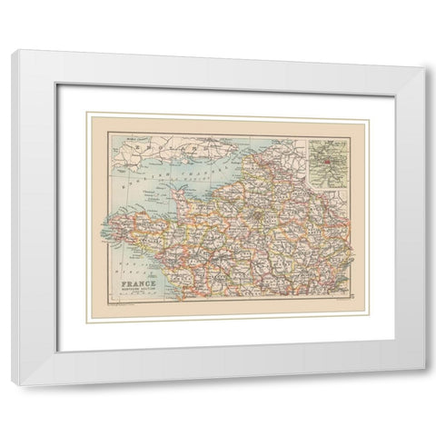 Northern France - Bartholomew 1892 White Modern Wood Framed Art Print with Double Matting by Bartholomew