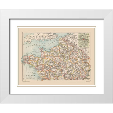 Northern France - Bartholomew 1892 White Modern Wood Framed Art Print with Double Matting by Bartholomew