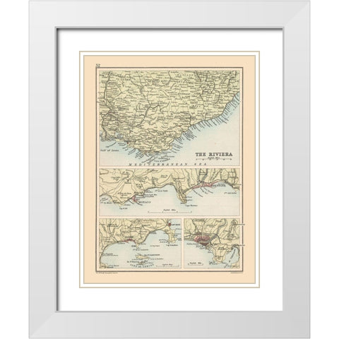 French Riviera France - Bartholomew 1892 White Modern Wood Framed Art Print with Double Matting by Bartholomew