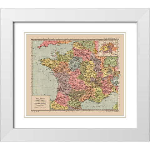 Europe France Switzerland Germany - Streit 1913 White Modern Wood Framed Art Print with Double Matting by Streit