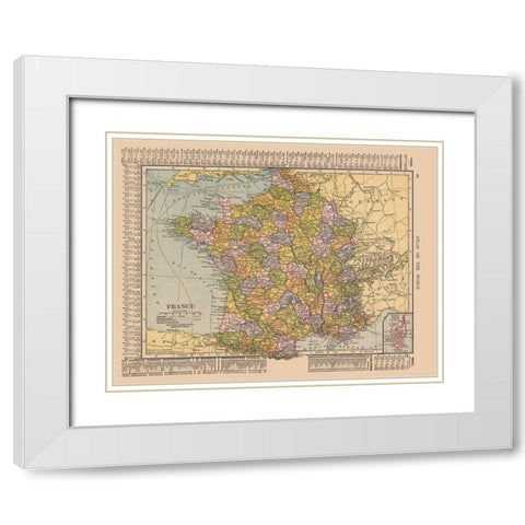 France - Hammond 1910 White Modern Wood Framed Art Print with Double Matting by Hammond