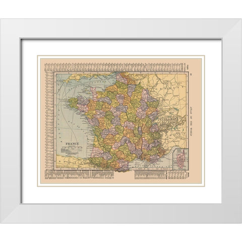France - Hammond 1910 White Modern Wood Framed Art Print with Double Matting by Hammond