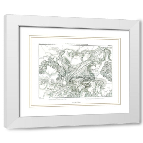 Battle of Friedland, Field Plan - Thiers 1866 White Modern Wood Framed Art Print with Double Matting by Unknown