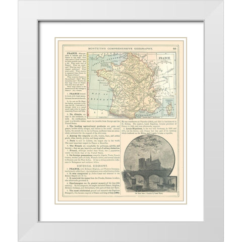 France - Monteith 1882 White Modern Wood Framed Art Print with Double Matting by Monteith