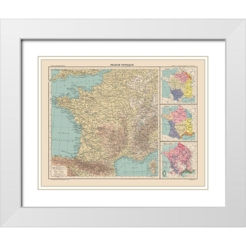 Physical France - Schrader 1908 White Modern Wood Framed Art Print with Double Matting by Schrader