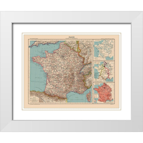 Political France - Schrader 1908 White Modern Wood Framed Art Print with Double Matting by Schrader
