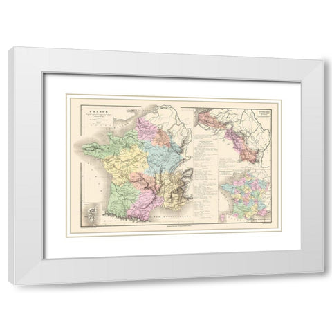 France - Drioux 1882 White Modern Wood Framed Art Print with Double Matting by Drioux