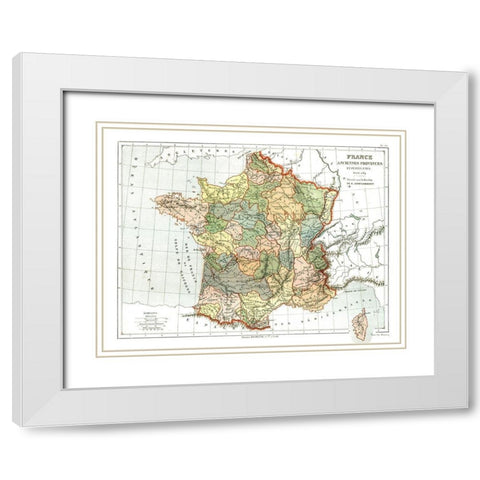 Ancient Provinces of France - Cortambert 1880 White Modern Wood Framed Art Print with Double Matting by Cortambert