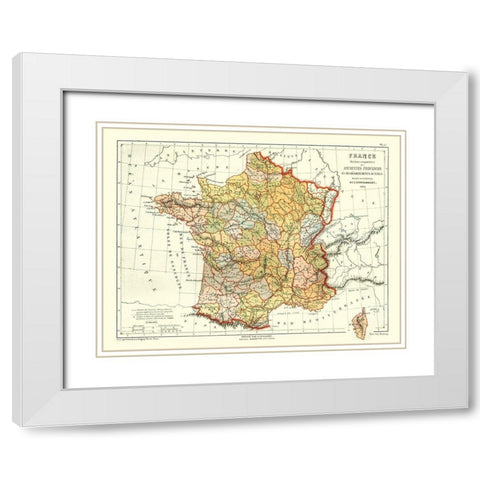 Ancient Provinces of France - Cortambert 1868 White Modern Wood Framed Art Print with Double Matting by Cortambert