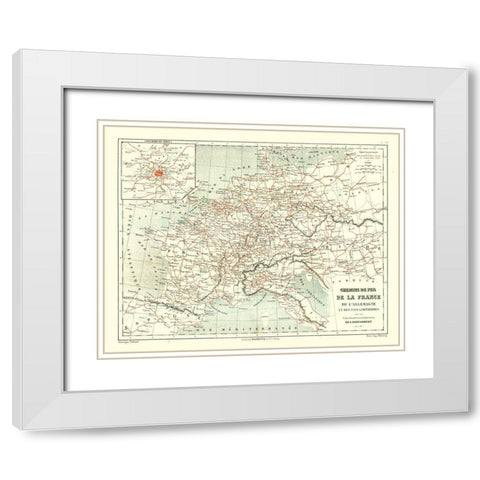 Railroads France - Cortambert 1880 White Modern Wood Framed Art Print with Double Matting by Cortambert