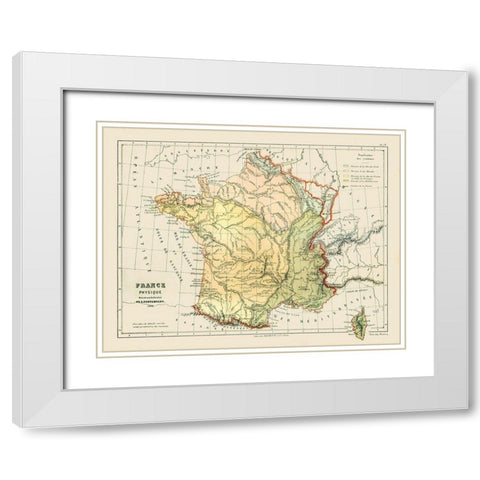 Physical France - Cortambert 1880 White Modern Wood Framed Art Print with Double Matting by Cortambert