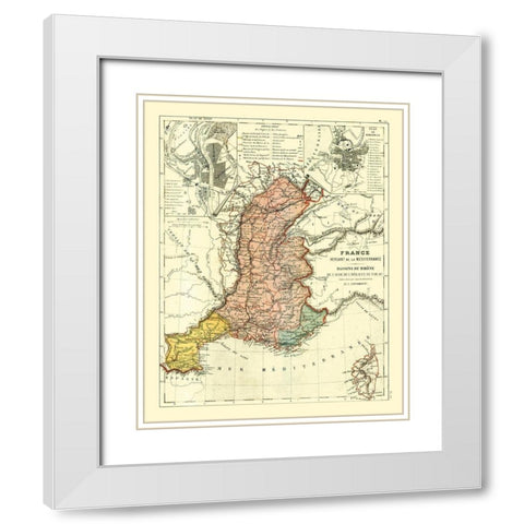 Basins of Rhone France - Cortambert 1880 White Modern Wood Framed Art Print with Double Matting by Cortambert