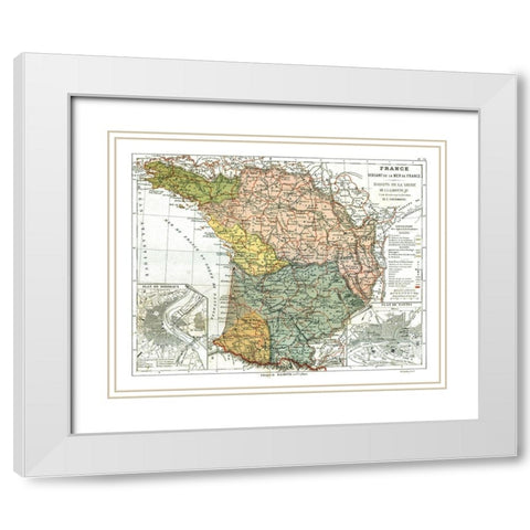 Basins of Loire France - Cortambert 1880 White Modern Wood Framed Art Print with Double Matting by Cortambert